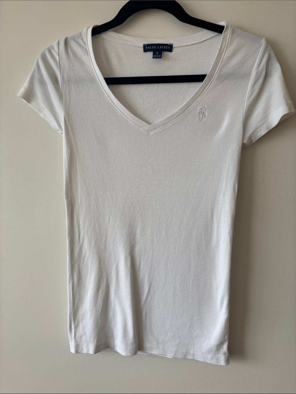 Ralph Lauren White Short-Sleeve V-Neck Tee